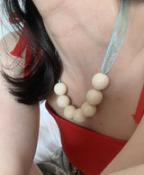 Yellow ball@mint tie necklace