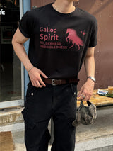 LMN フェザーホースクロップ半袖Tシャツ (3 colors)