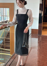 エテヴルカラーシフォンHラインビスチェワンピース(ベルトSet)