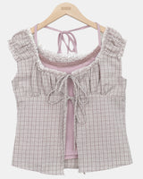 Mumon Check Sleeveless Blouse