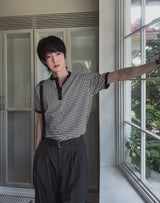 Yushi Stripe Henley Neck Short Sleeve T-Shirt