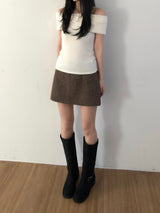 Ground checkered wool skirt (2 colors)