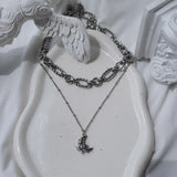 [Baby Monster ローラ Necklace] バレエコアムーンレイヤードネックレス(Surgical Steel)