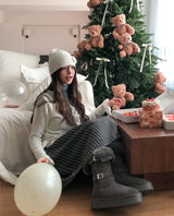 Flower Hairy Knit Beanie