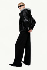 Fur Hood Padded Biker Jacket