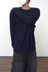 シンプルラインヘンリーネックロングスリーブ3C