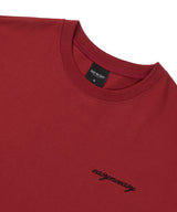 レイヤードロールアップクロップドTシャツ - バーガンディー