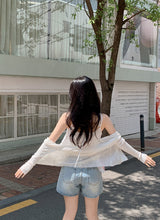 #Viscose Rib Crop V-neck Cardigan (6color)