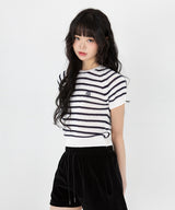 BOUCLE STRIPE RAGLAN HALF KNIT [3color]