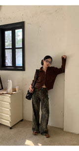 Leopard Cotton Wide Pants