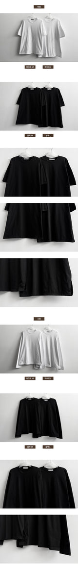 Road Slit Layered Short-Sleeved T-Shirt Long-Sleeved T-Shirt