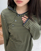 Peir Button Striped Hoodie