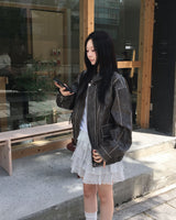 Washing big pocket leather jacket