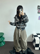 2ウェイ🤎 ノルディックフーディーセミクロッピードジップアップジャケット 🤎💙🩶2カラー