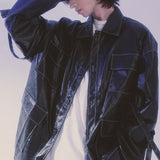 glossy strap shirt_black