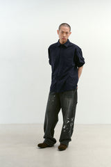 Aged Splatter Carpenter Denim Pants(Washed Black)