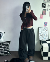STRIPE SLIN クロップドフーディージップアップ 🤎❤🩶🖤3COLOR