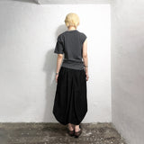 ASYMMETRIC DRAPED T-SHIRT: CHARCOAL