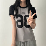 Info Color Raglan Number Short Sleeve T-shirt