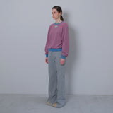 Gray Slit Snap Long Pants