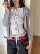 Pastel Single Basic V-neck Long Sleeve Knit Cardigan