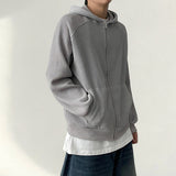Miss pattern Color Raglan Two-way Knitwear Hooded zip-up