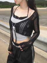 Berin Short Vintage Mesh Knit Cardigan