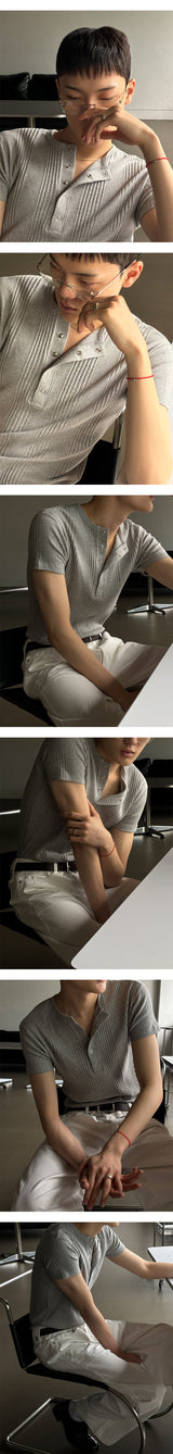 [S/S] High ribbed henry neck half knit(3color)