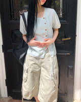 ラメオン ラップ ショート スリーブ ブラウス