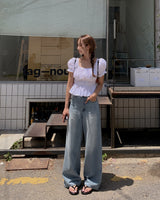 プレワイドデニムパンツ