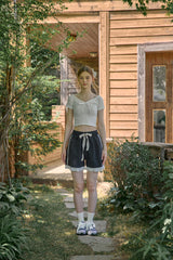 LAYERED RUSTLE HALF PANTS (3 COLORS)
