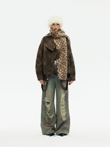 Emoha Y2k The must-have leopard print fur scarf for the popular hot girls in Shibuya