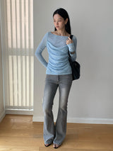 Melbourne shirred layered long-sleeve tee