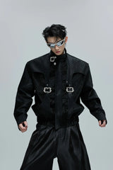 Snakeskin Cropped Leather Jacket