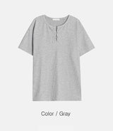 No.1299 H hook henly neck half T (4color)