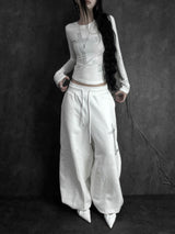 cross square stud pants (2color)
