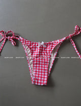 Gobang Checkered Cover-Up Backless Bikini