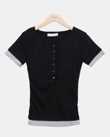 Huron Contrast Button Short Sleeve T-Shirt