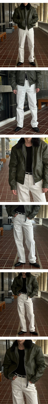 [F/W] Real raccoon fur leather blouson(3color)