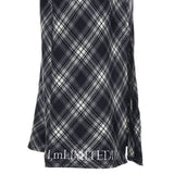 8287 Logo Check-pattern Long Skirt (Navy)