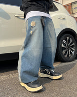 CT Color-Block Balloon Denim Pants