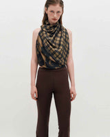 Half&Half Plaid Square Scarf 95 _ BEIGE