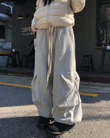 レトジッパーポケットブラッシュドスウィートカーゴパンツ
