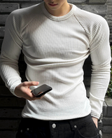 muscle-fit raglan ribbed knitwear