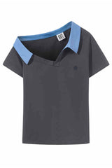 Asym Shoulder Embroidered Polo