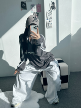 ラグランスリーストライプカラースウェットシャツ🖤🩶🤍 - 3 カラーズ