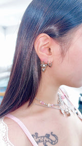 ムーンストーンリボンピアス