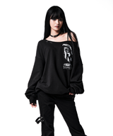 91 CREST PIERCING ONE-SHOULDER SWEATSHIRT BLACK