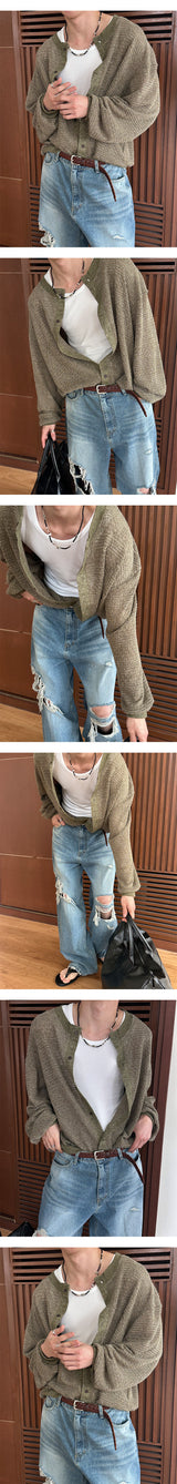 [Unisex] エスニックシースルーカーディガン(3color)