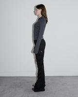 Diagonal Button Long Sleeve Charcoal